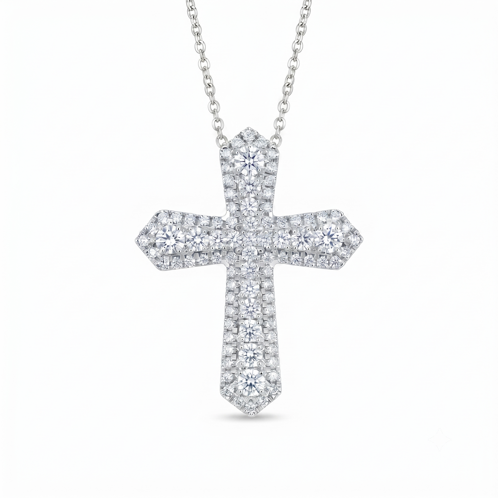 Diamond White Gold Cross Necklace