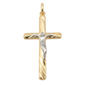 18k Gold Two Tone Crucifix Pendant