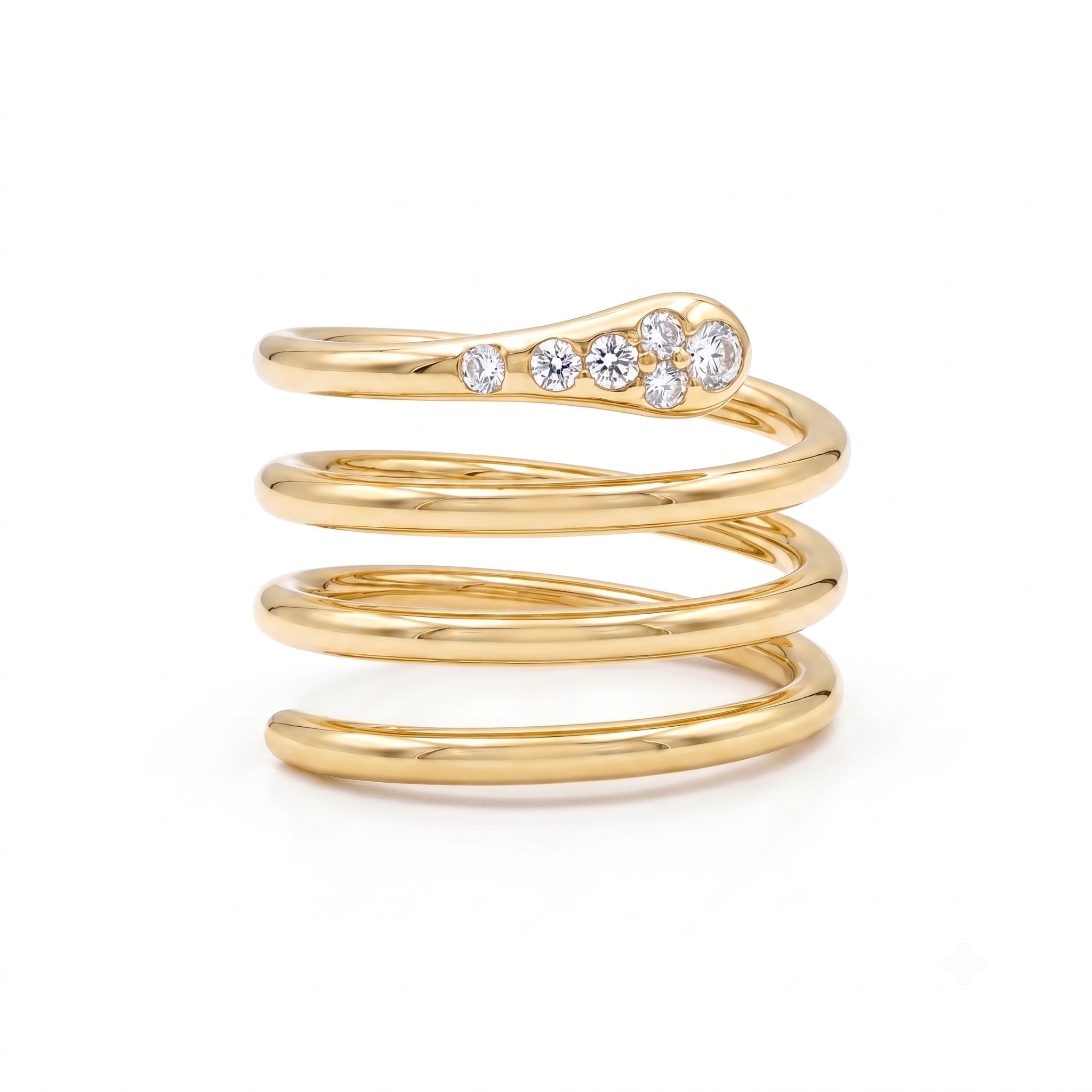 Diamond Yellow Gold Snake Ring