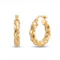 18K Yellow Gold Twisted Circle Hoop Earrings