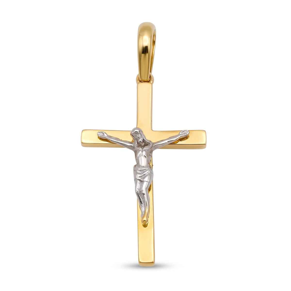 18K Two Tone Gold Crucifix Pendant