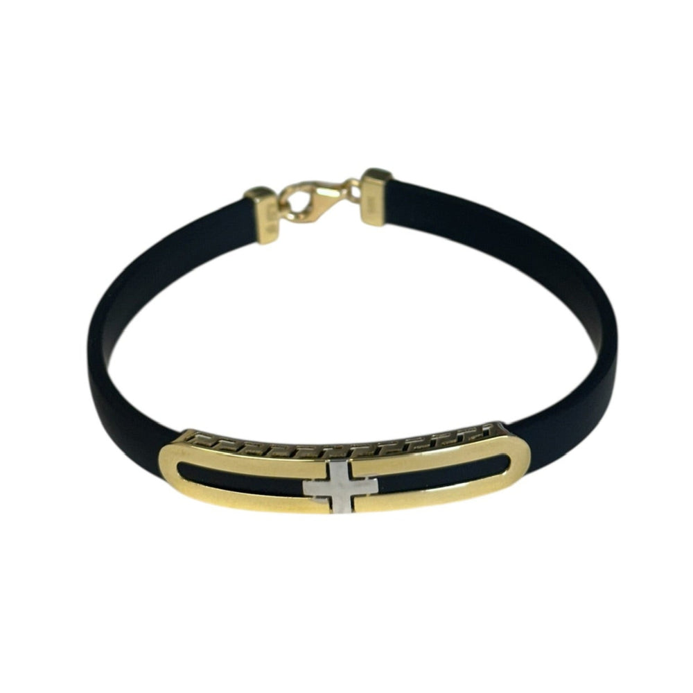 18K Gold Black Rubber Two Tone Bracelet