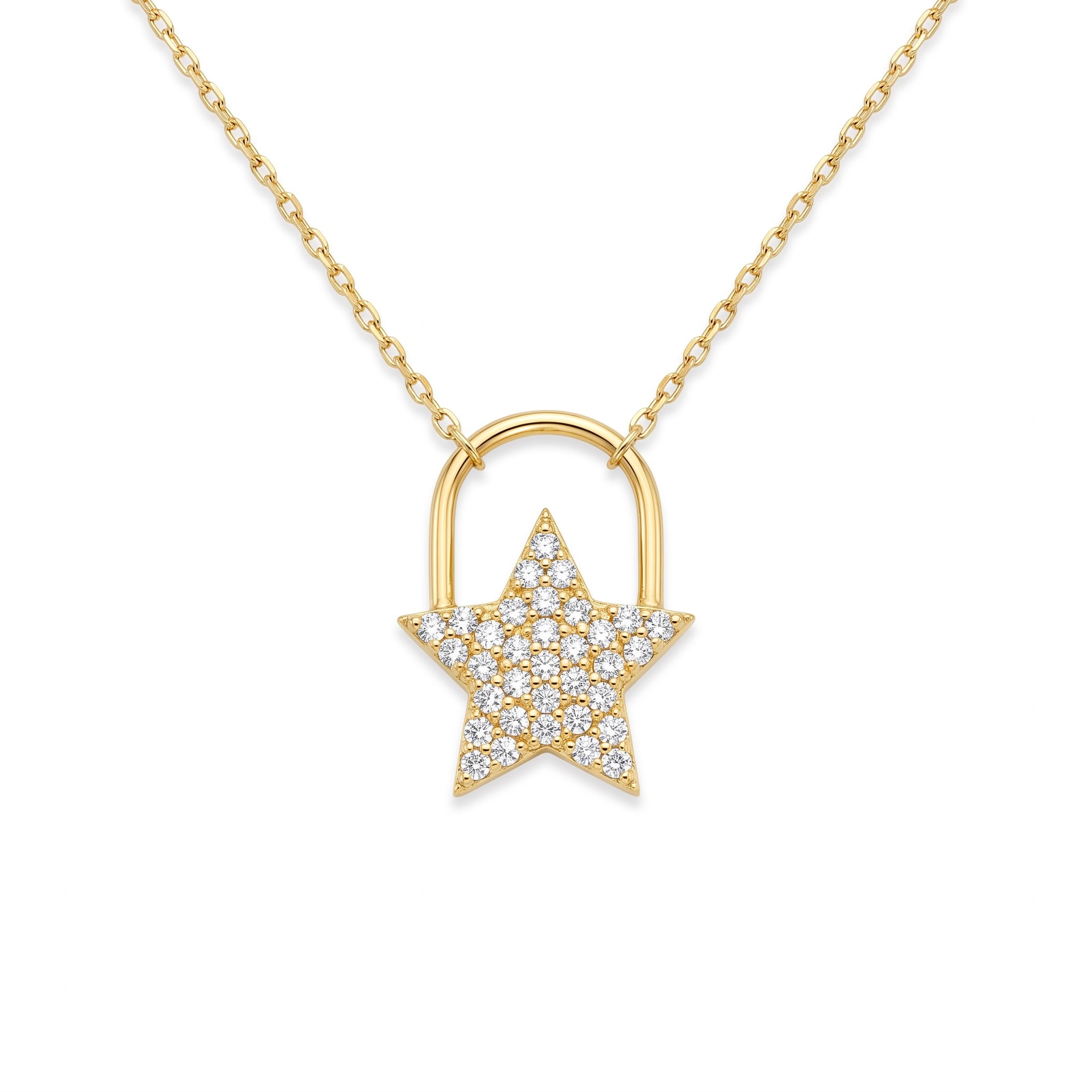 18K Yellow Gold Cubic Zirconia Star Necklace