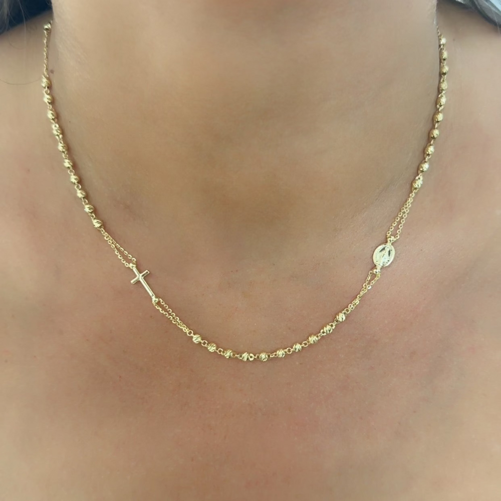 18K Gold Rosary Necklace