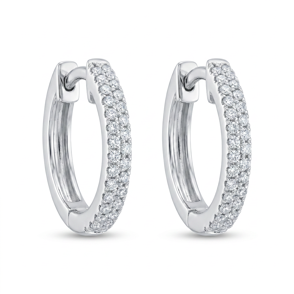 Diamond White Gold Hoop Earrings