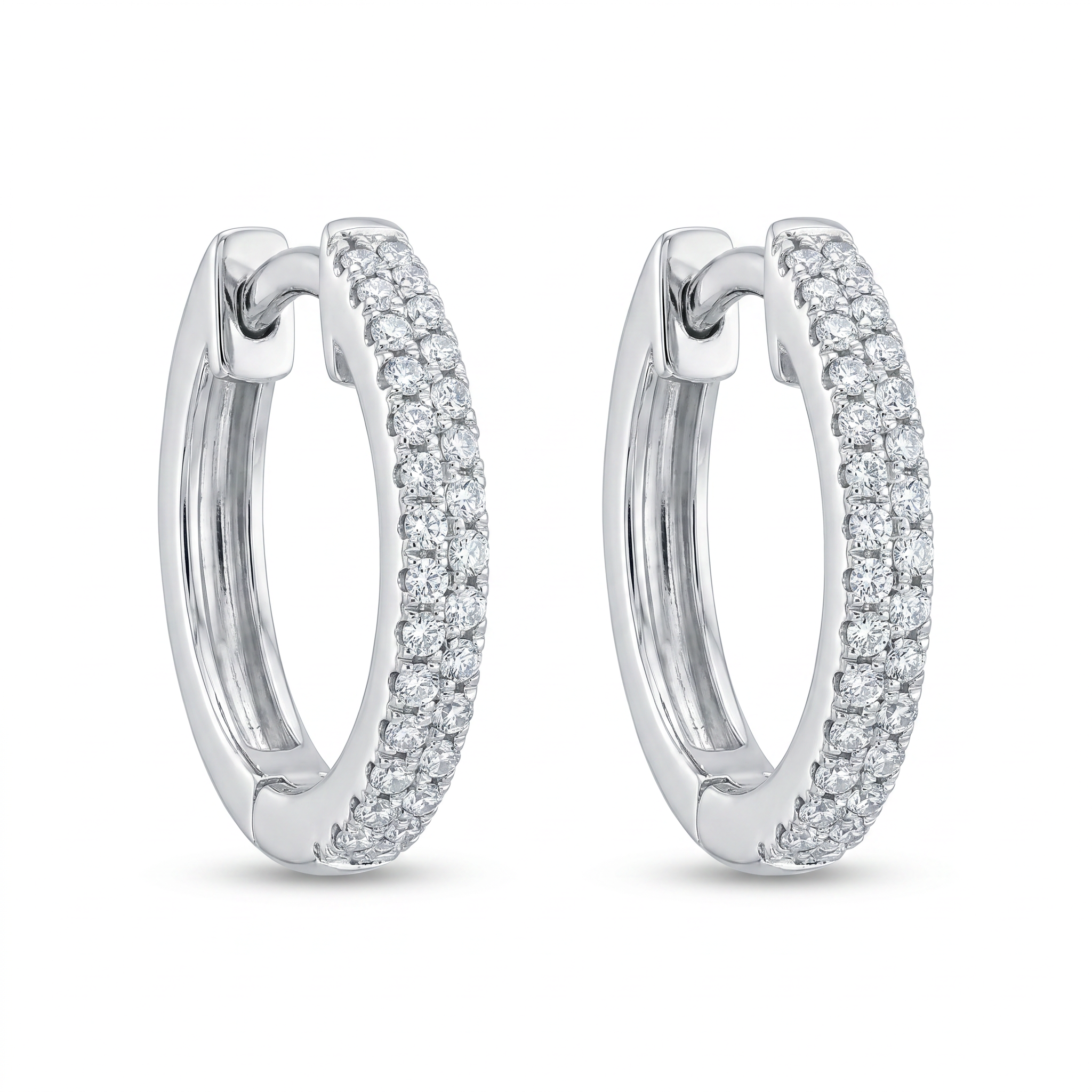 Diamond White Gold Hoop Earrings