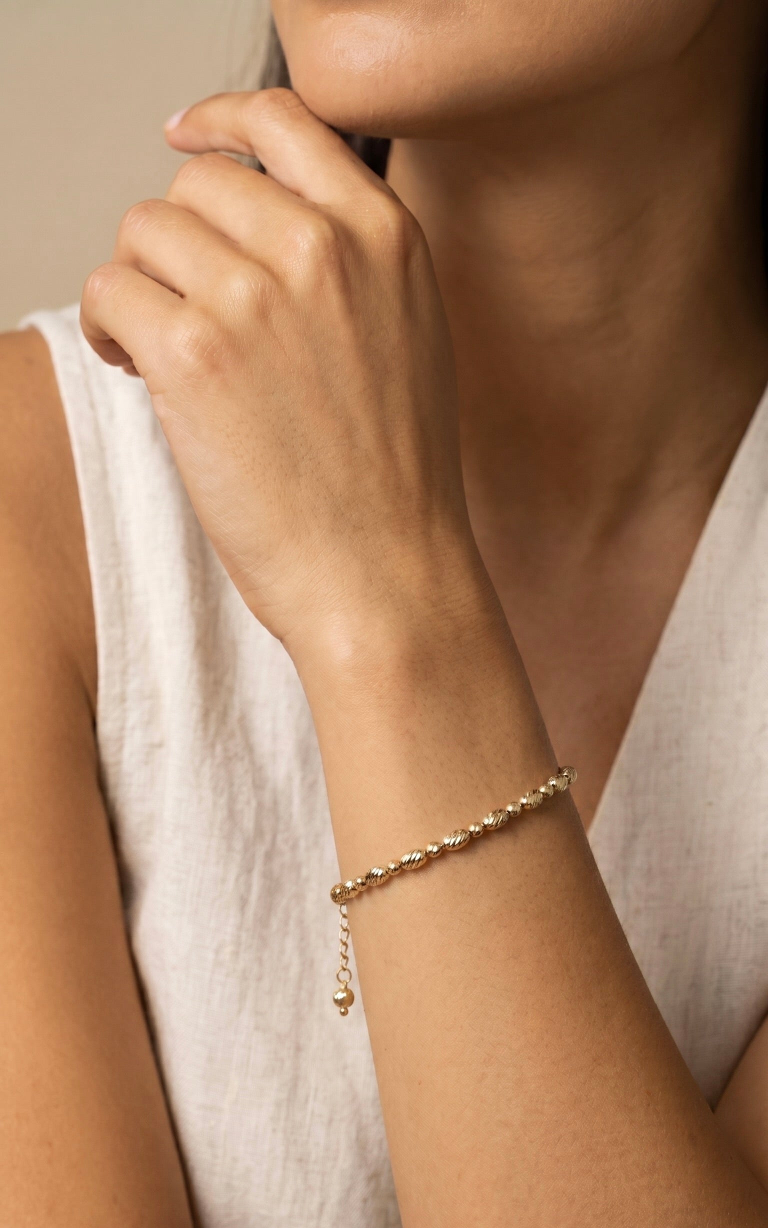 18K Yellow Gold Beaded Bracelet