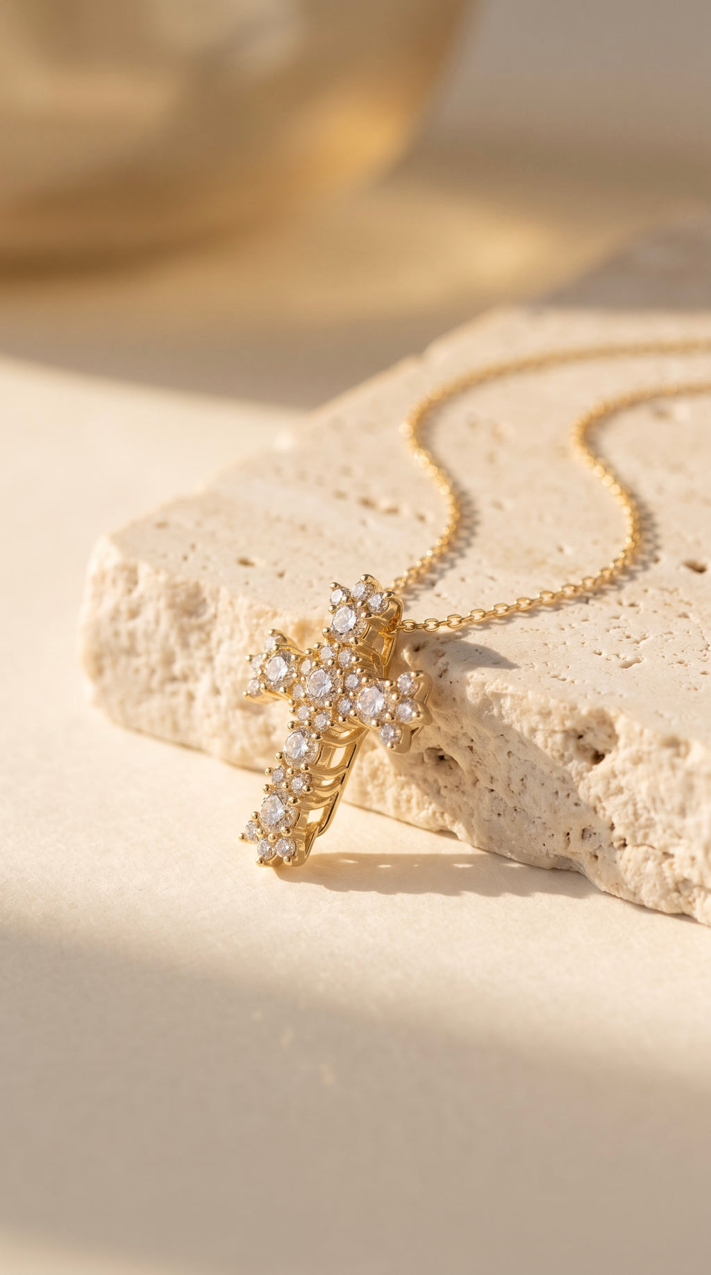 Diamond Yellow Gold Cross Chain Necklace