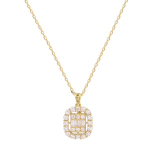18k Solid Gold  Tiny Chain  Necklace 18 inches CZ