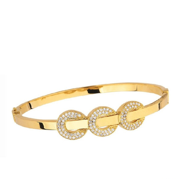 18K Gold Bangle Bracelet Cubic Zirconia