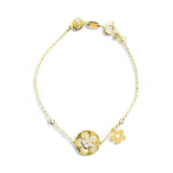 18K Gold Two Tone CZ Chain Bracelet