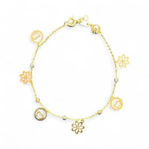 18K Gold Multicolor Chain Bracelet