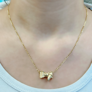 18K Gold Bow Charm Chain Necklace