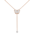Diamond Two Tone Gold Butterfly Lariat Necklace
