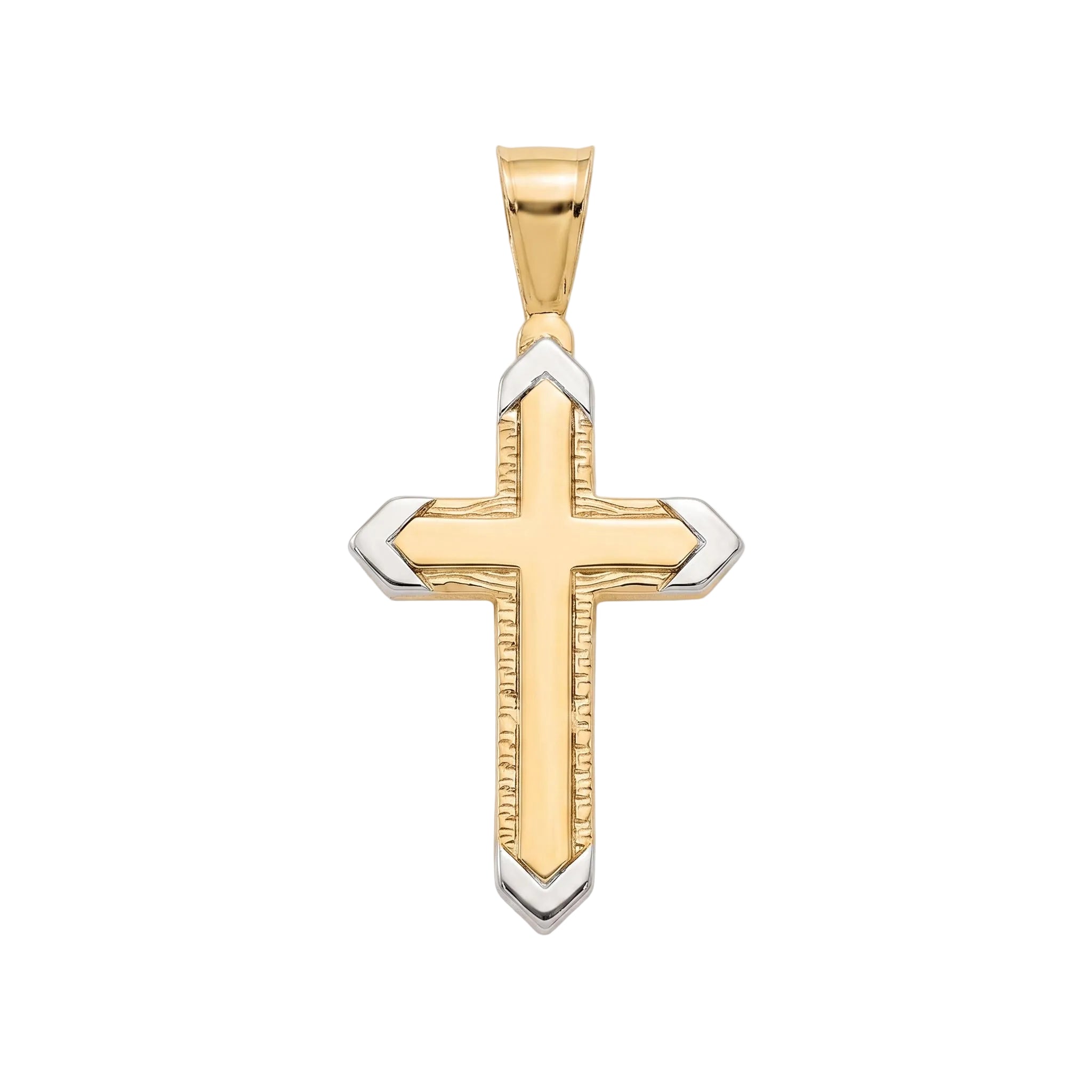 18K Two Tone Gold Cross Pendant