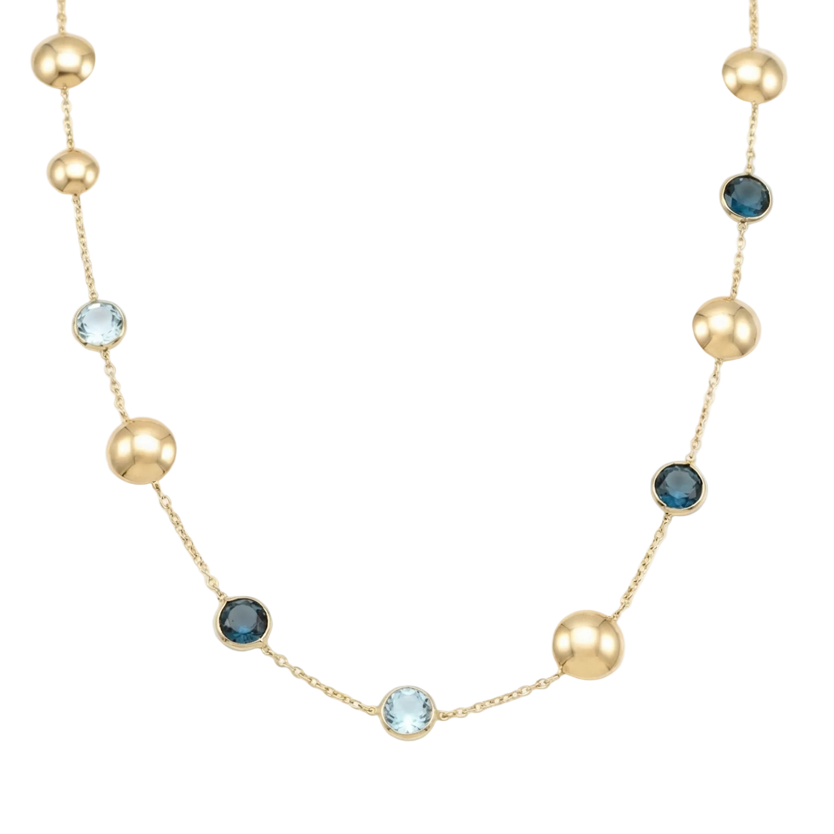 18K Yellow Gold Sky Topaz & Blue Topaz Chain Necklace