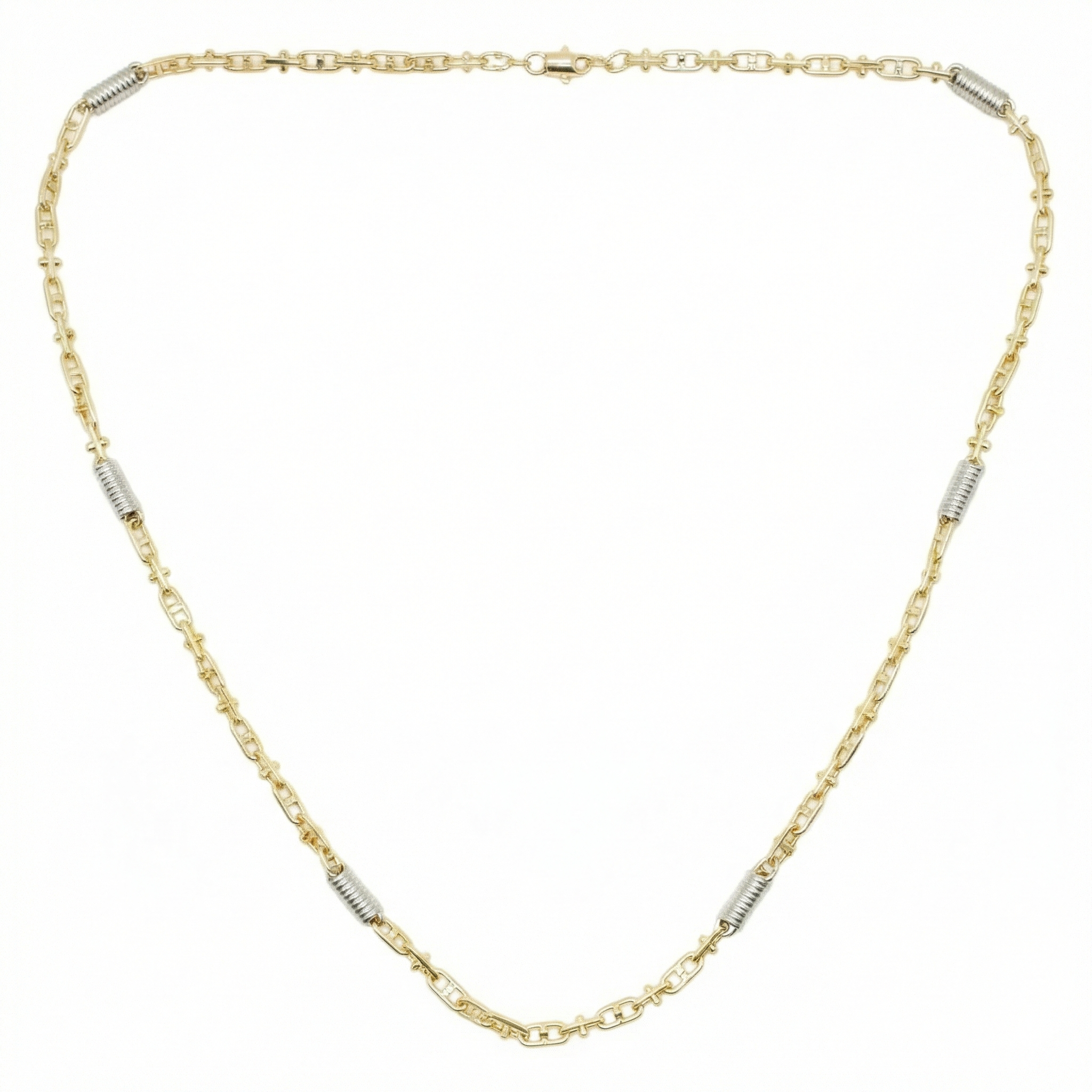 Men 18K Two Tone Gold Chain Necklace