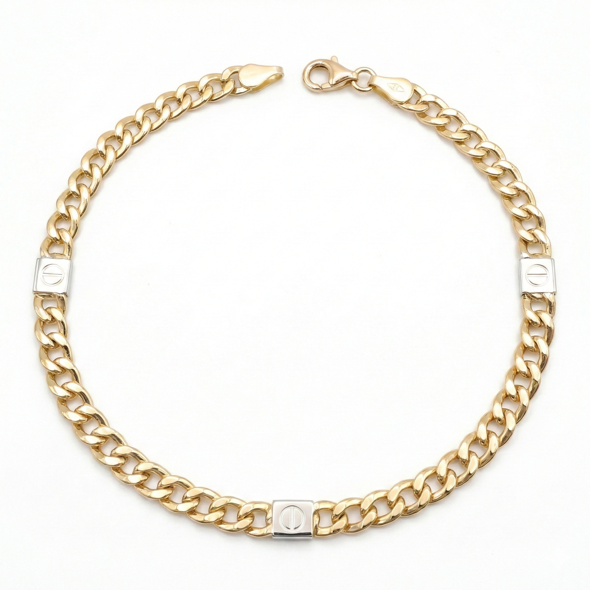 Men 18K Two Tone Gold Chain Bracelet