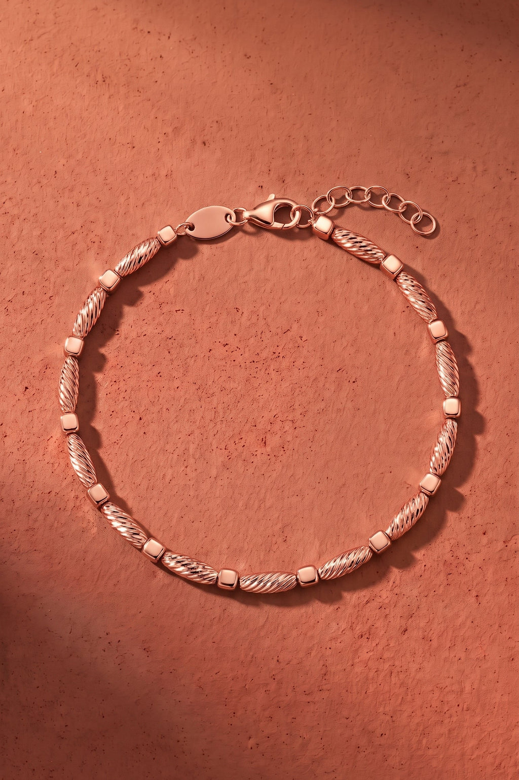18K Rose Gold Bead Bangle Bracelet