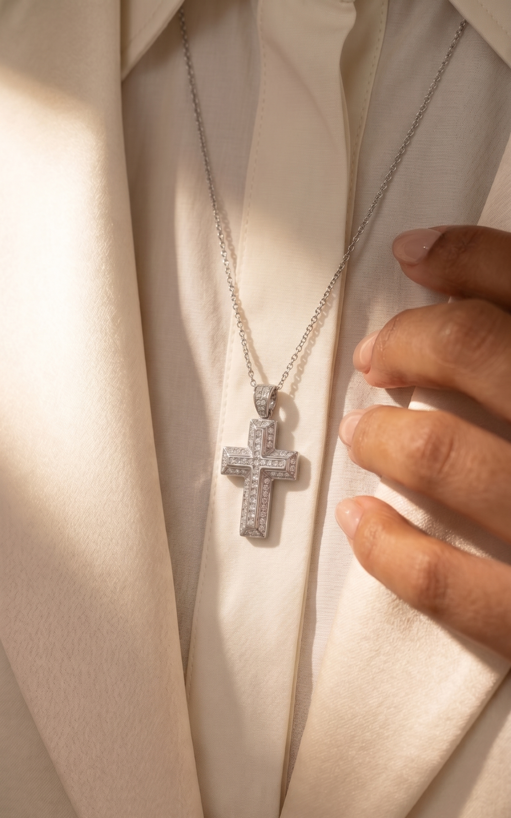 Diamond White Gold Cross Necklace