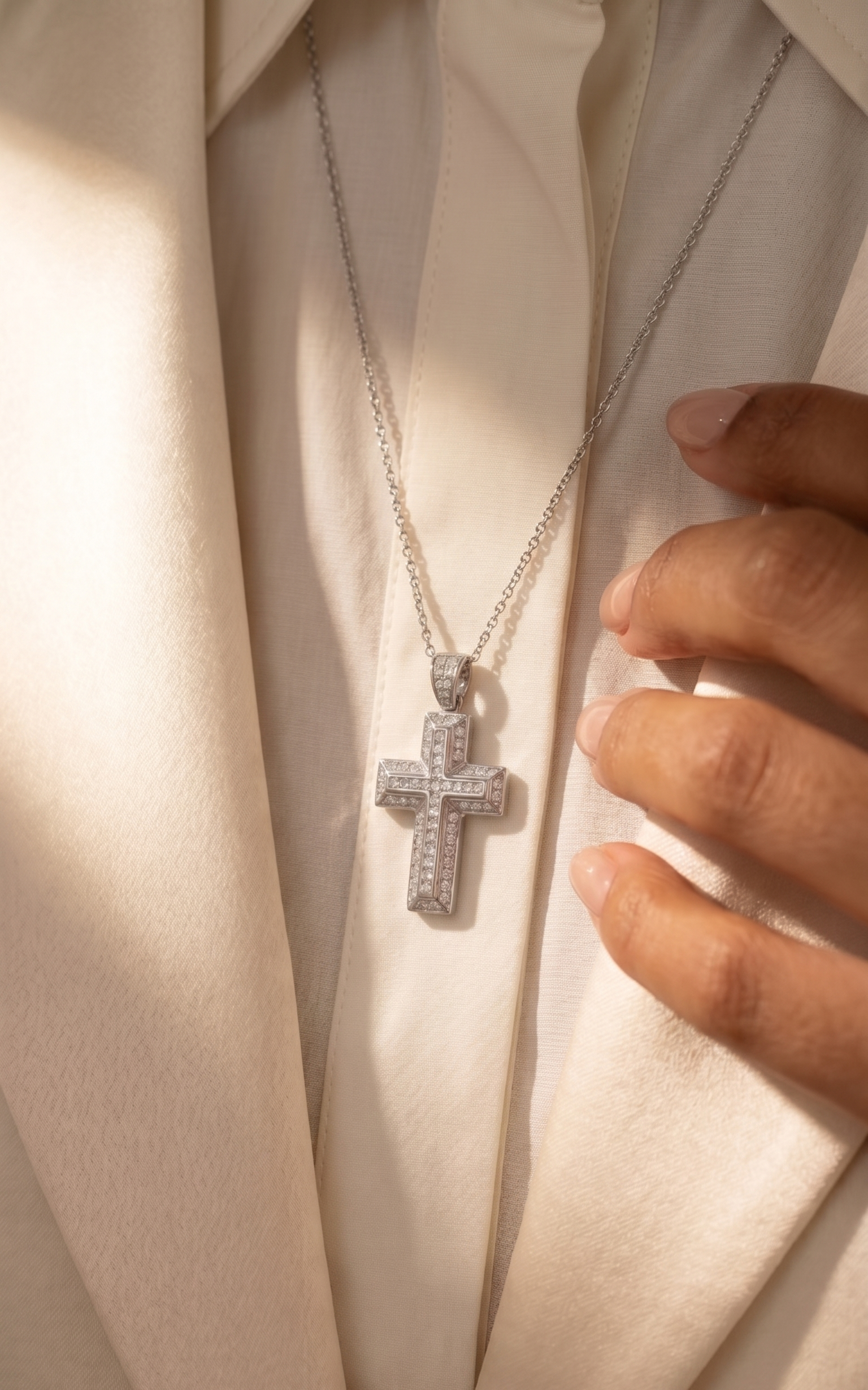 Diamond White Gold Cross Necklace