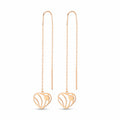 18K Yellow Gold Heart Dangle Earrings