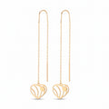 18K Yellow Gold Heart Dangle Earrings