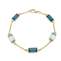 18K Yellow Gold London Blue & Sky Blue Topaz Chain Bracelet