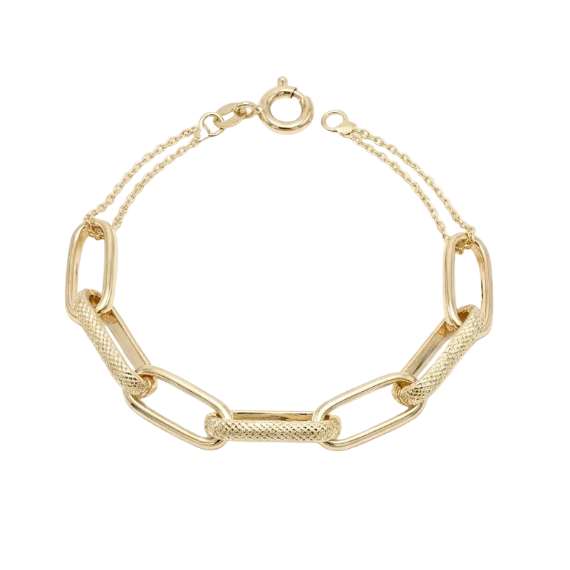 18K Yellow Gold Paperclip Double Chain Bracelet