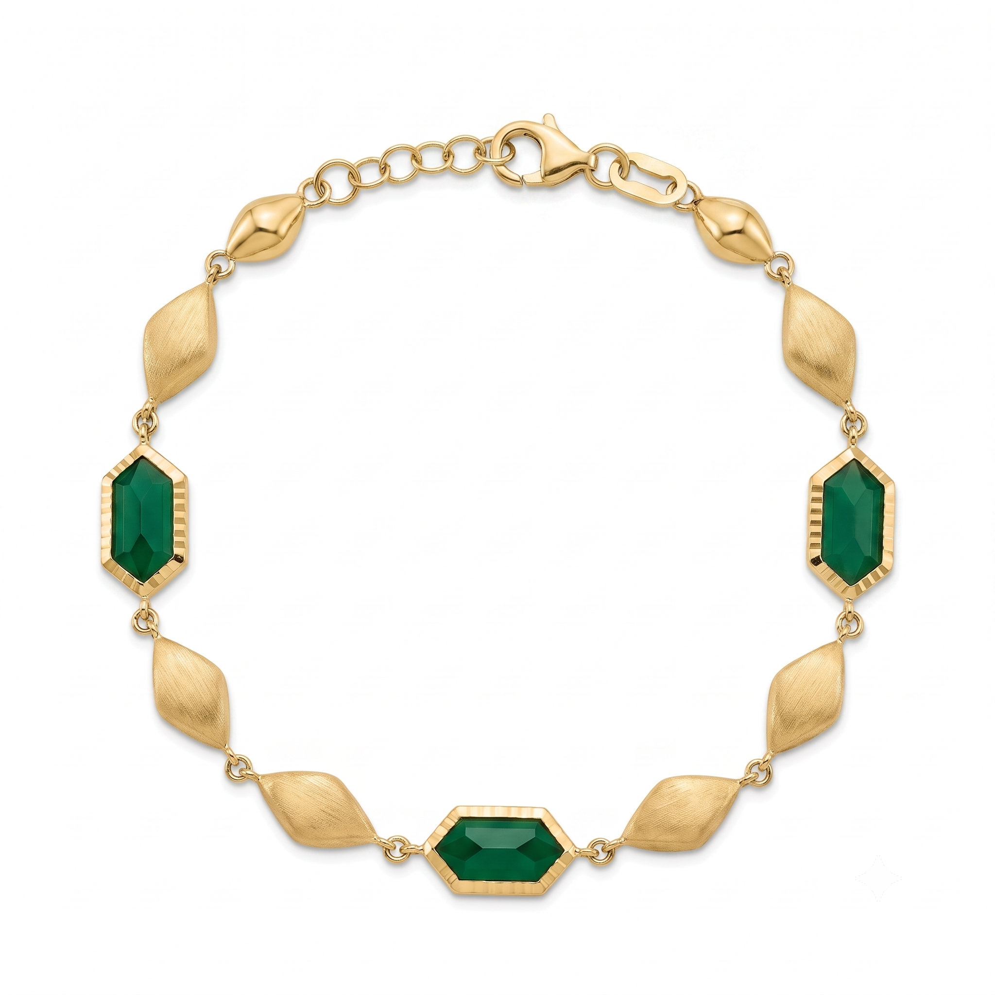 18K Yellow Gold Green Quartz Motif Bracelet