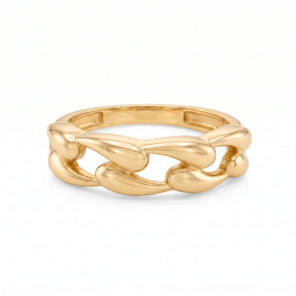 18K Yellow Gold Chain Link Ring