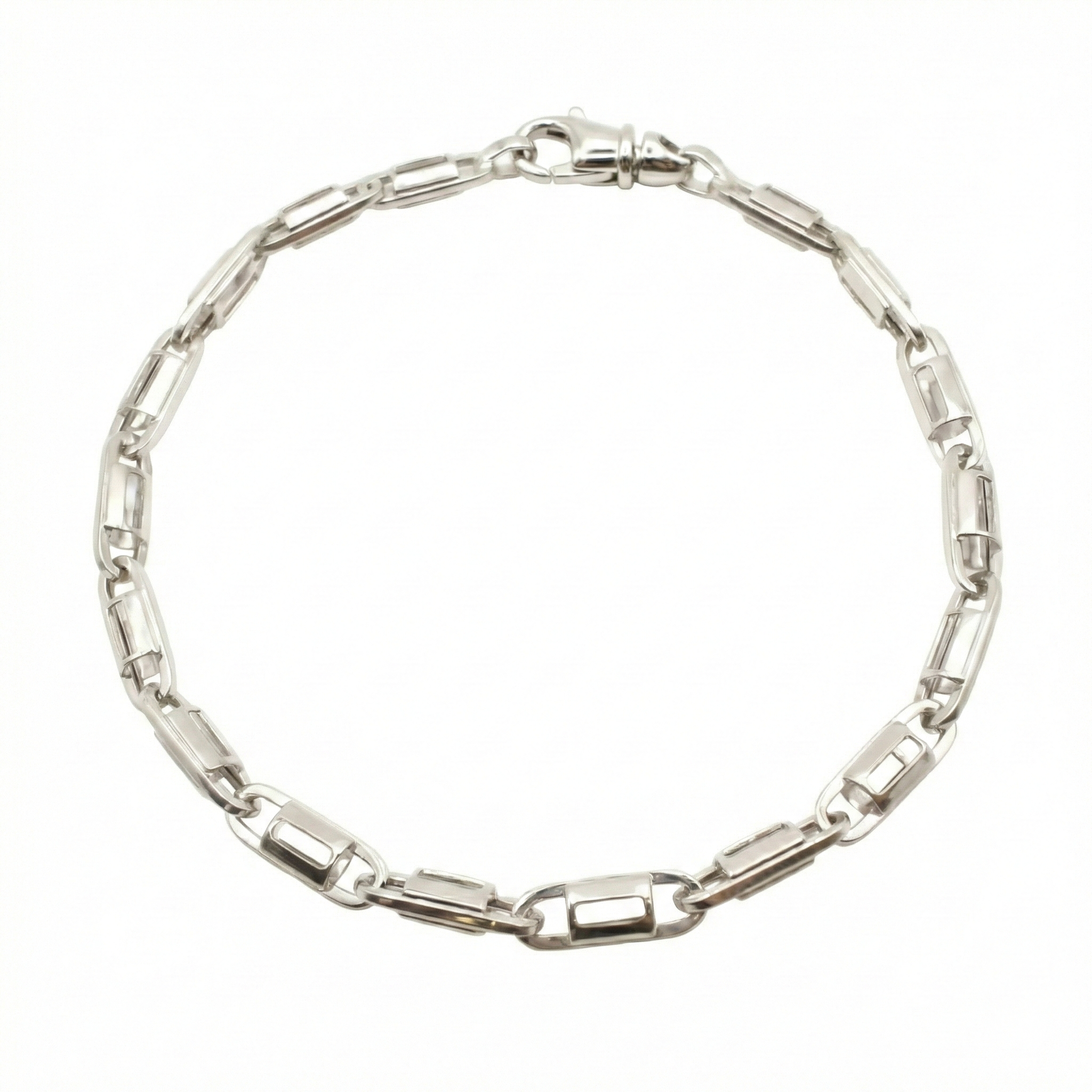 Men 18K White Gold Chain Bracelet