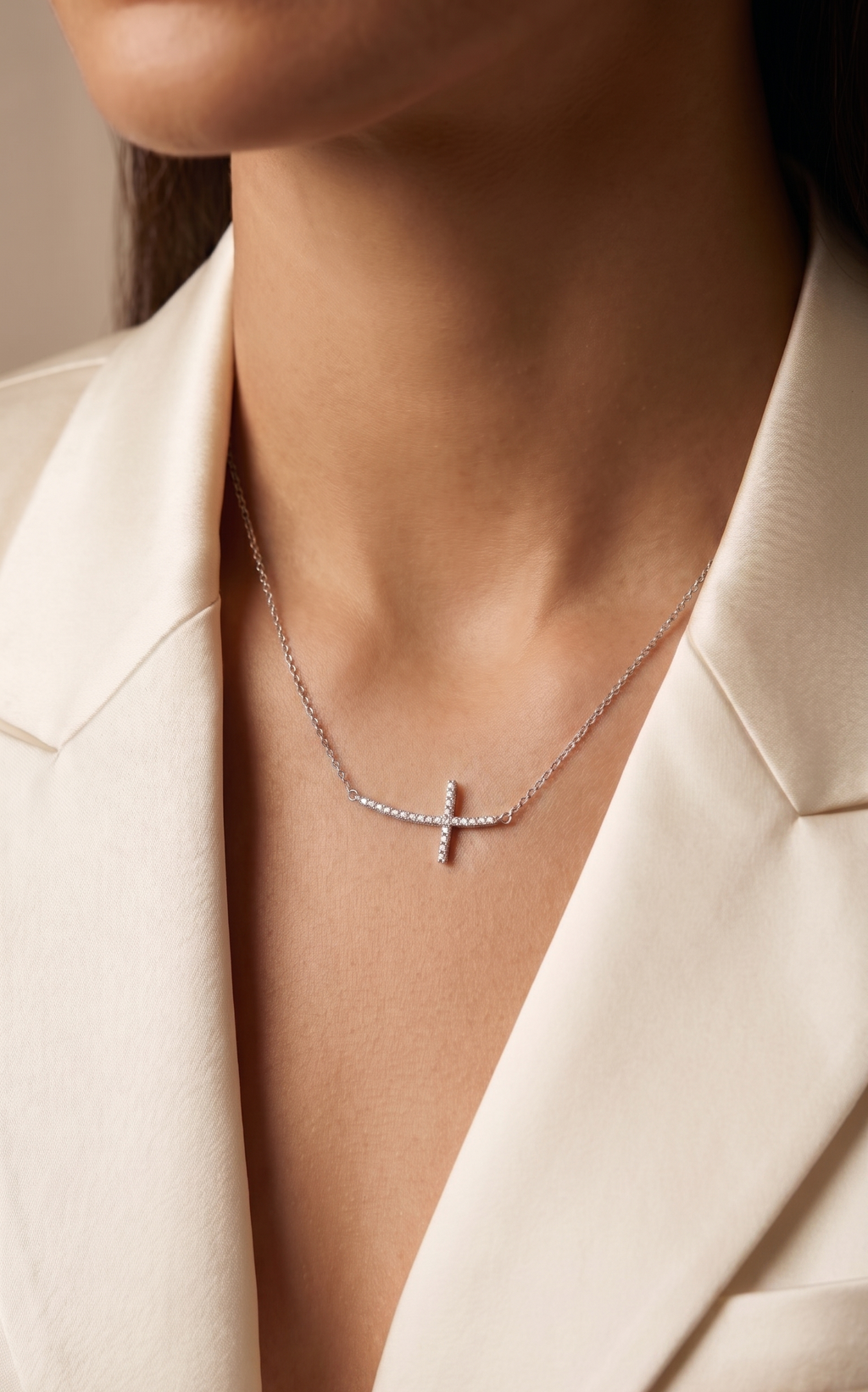 Diamond White Gold Cross Necklace
