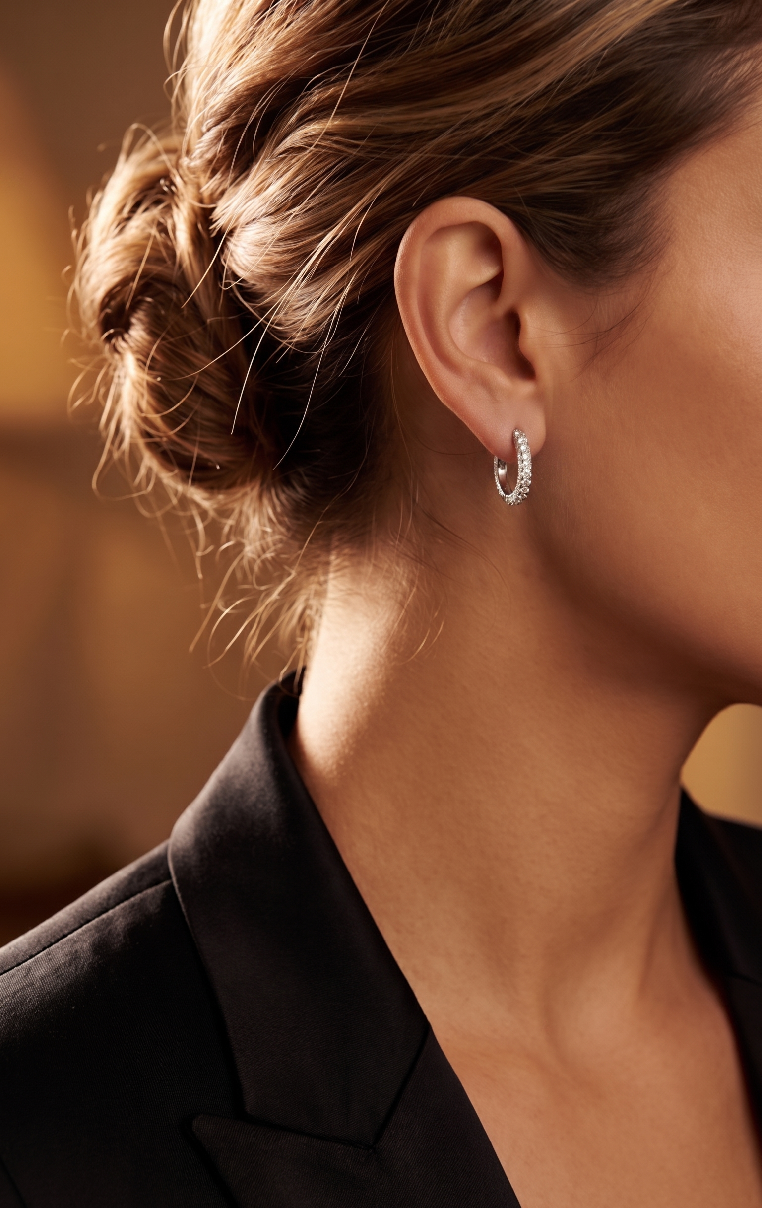 Diamond White Gold Hoop Earrings