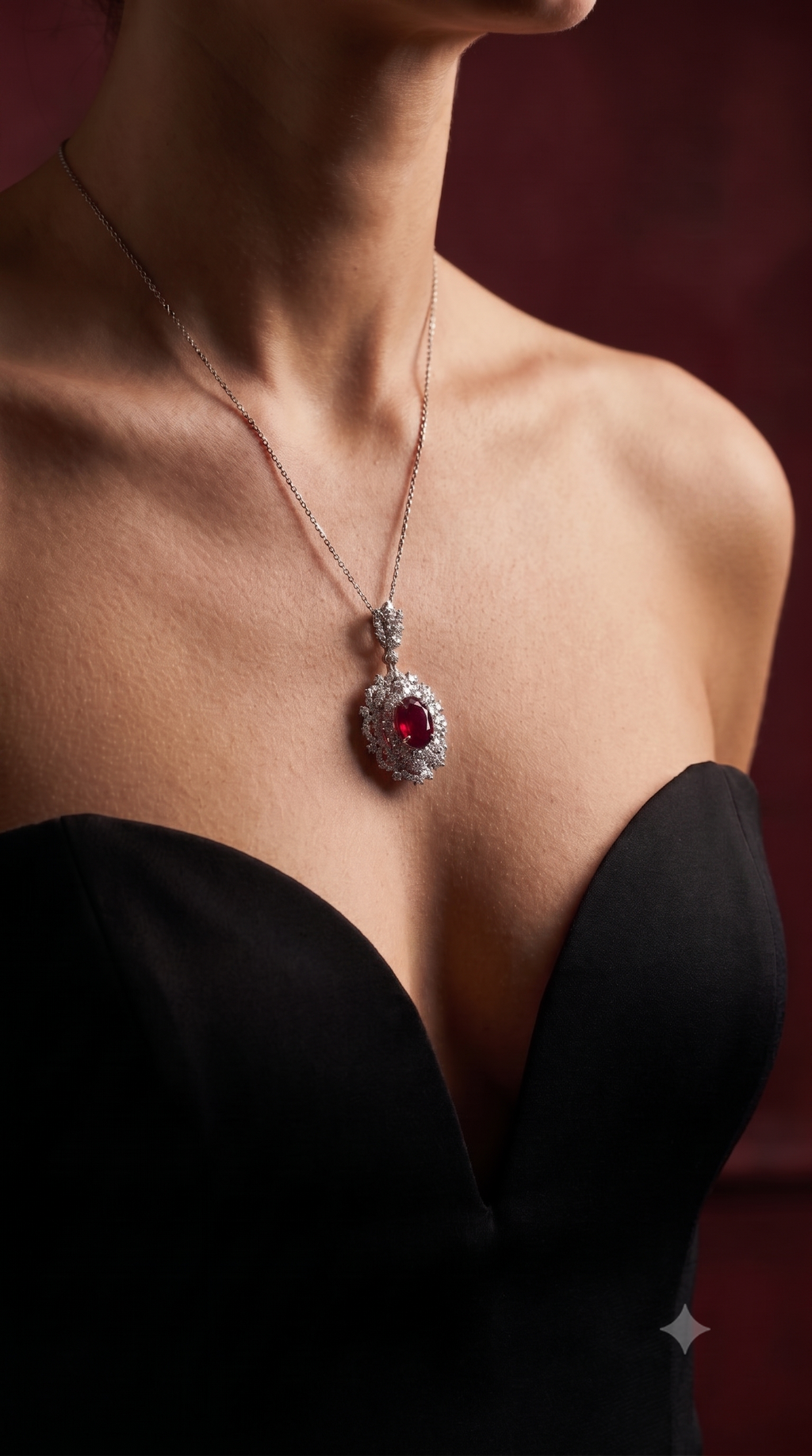 Diamond White Gold Ruby Pendant