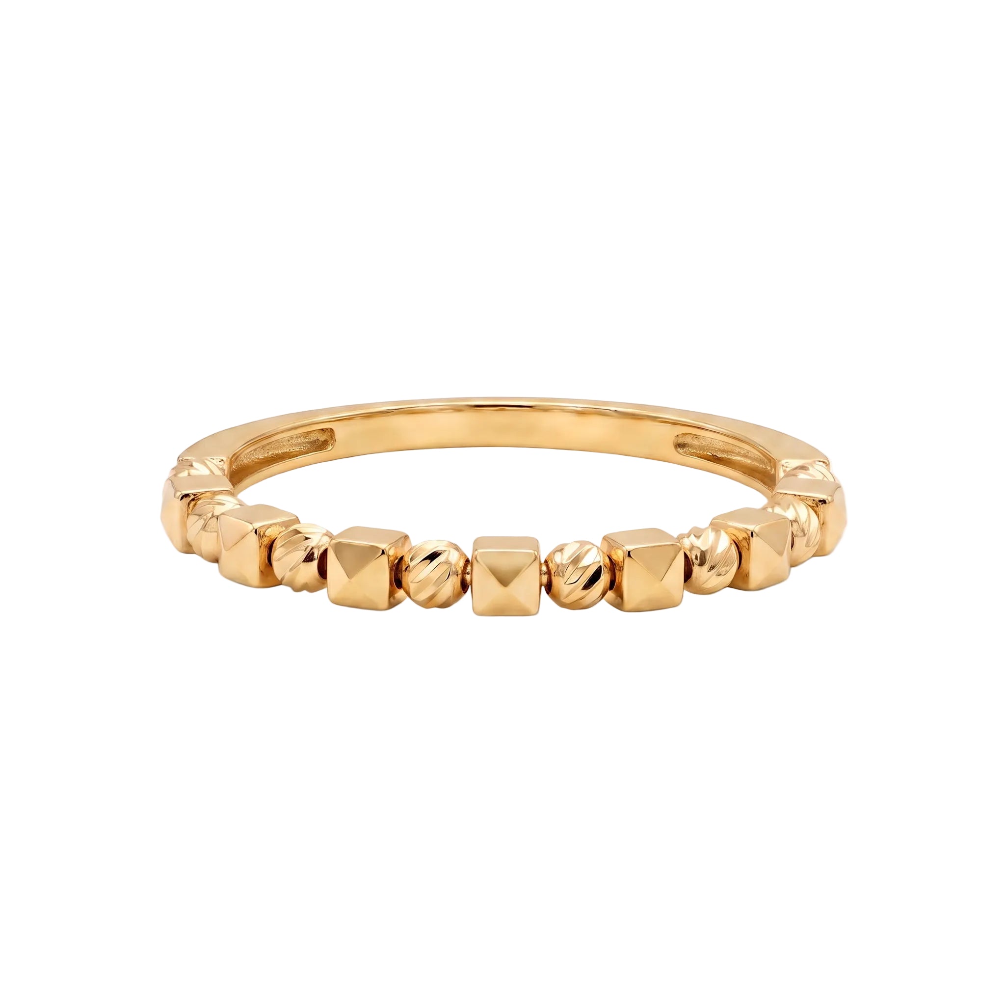 18K Yellow Gold Beaded Ring