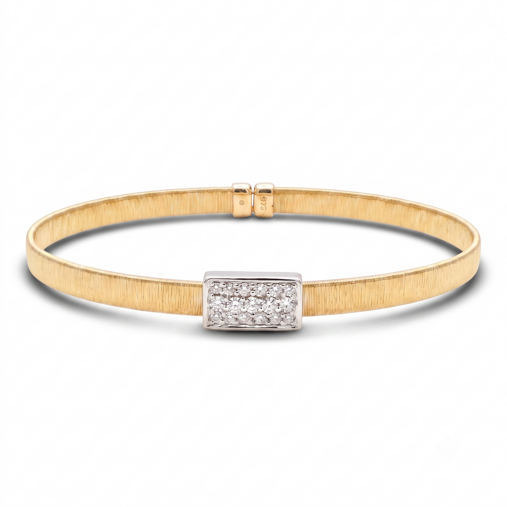 Diamond Two Tone Gold Cuff Bracelet