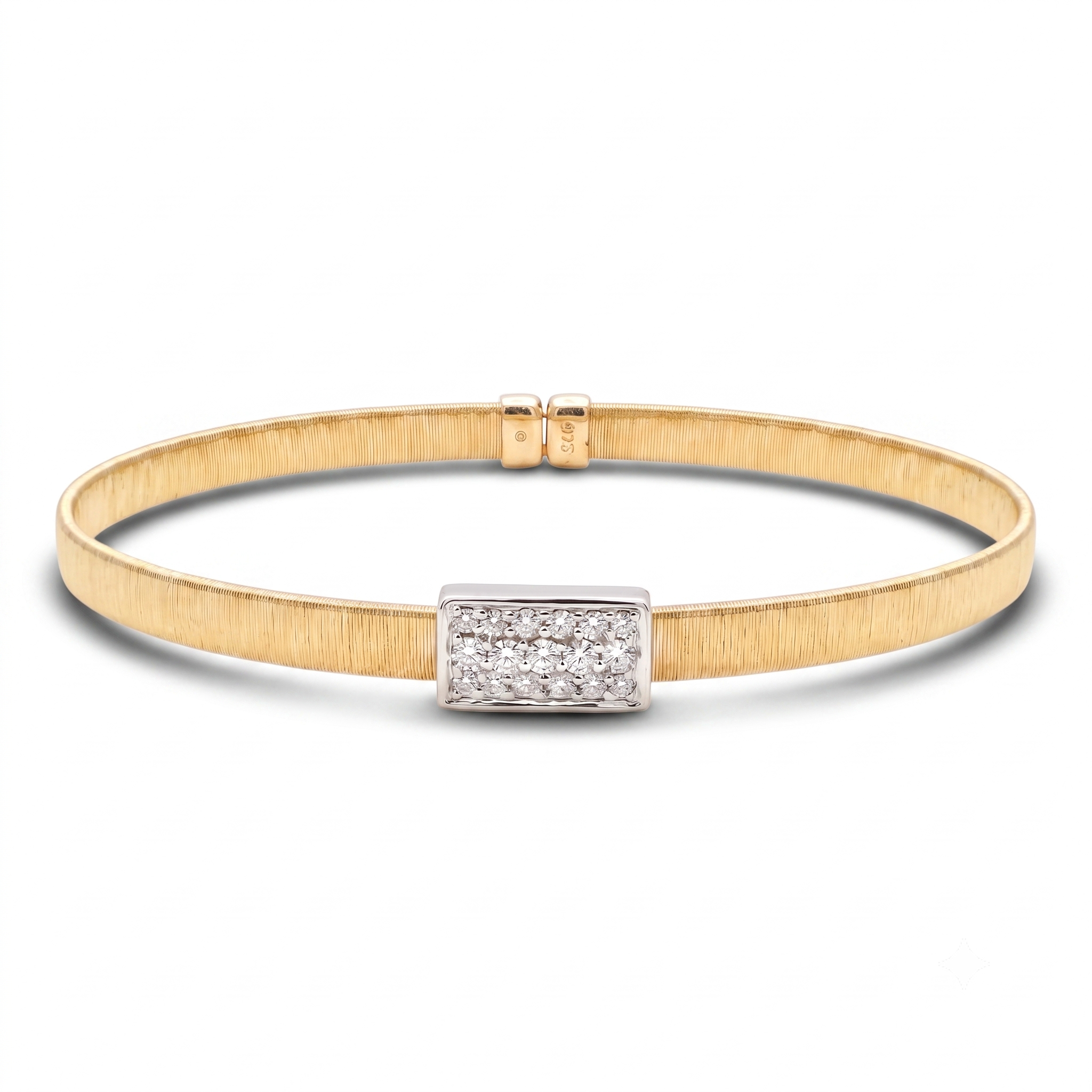 Diamond Two Tone Gold Cuff Bracelet
