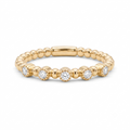 Diamond Yellow Gold Beaded Ring