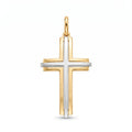 18k Gold Two Tone Large Cross Pendant