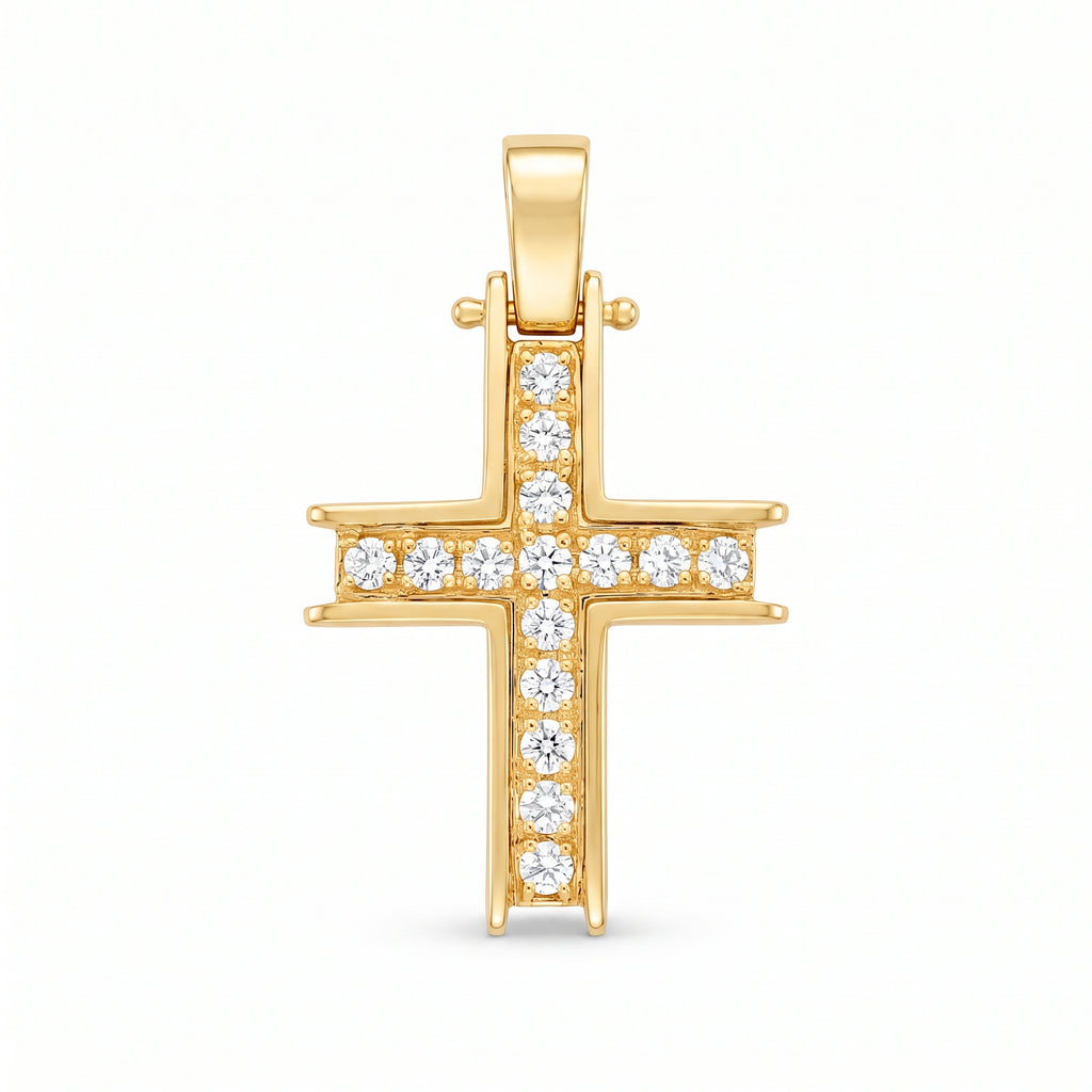Diamond Yellow Gold Cross Pendant