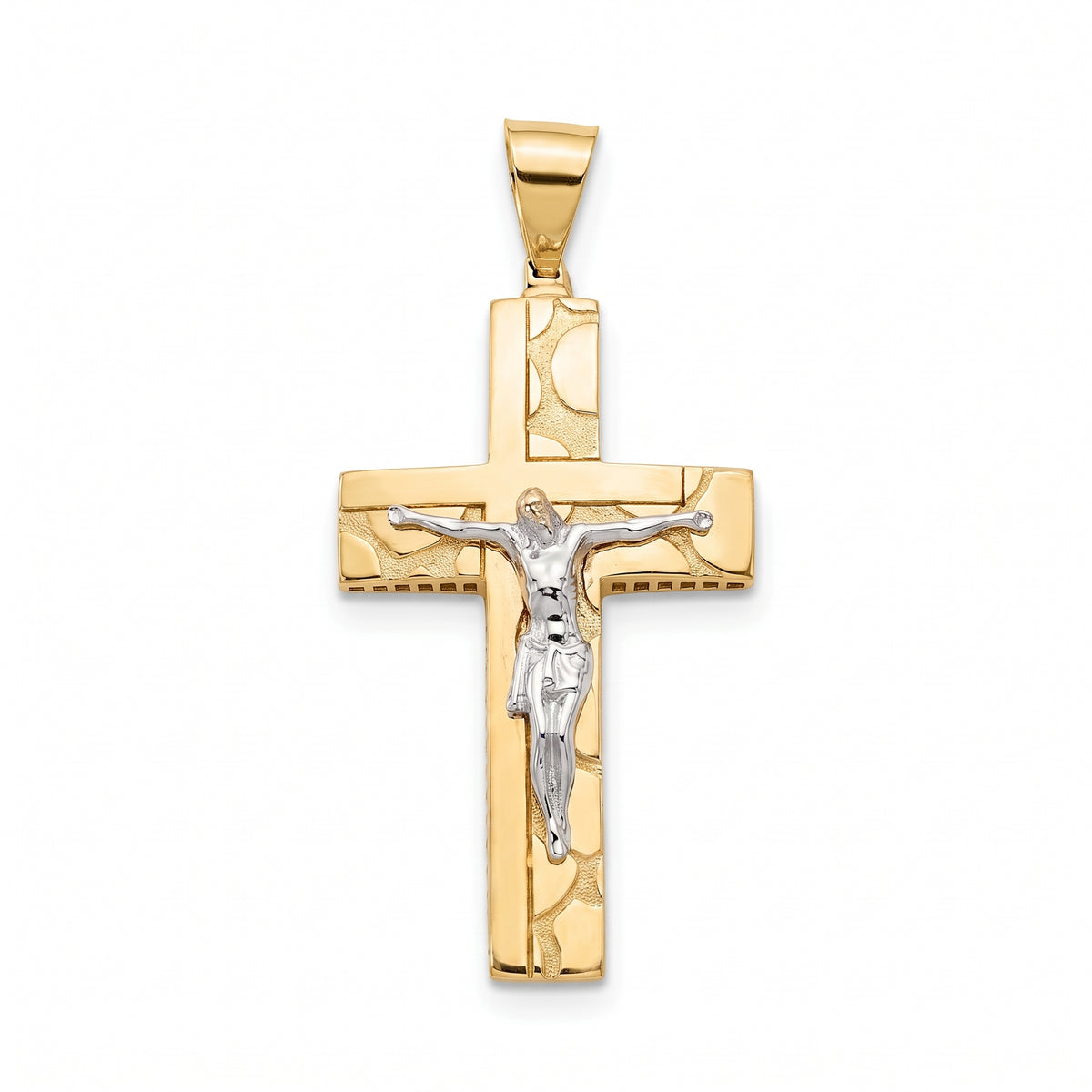 18K Two Tone Gold Crucifix Pendant