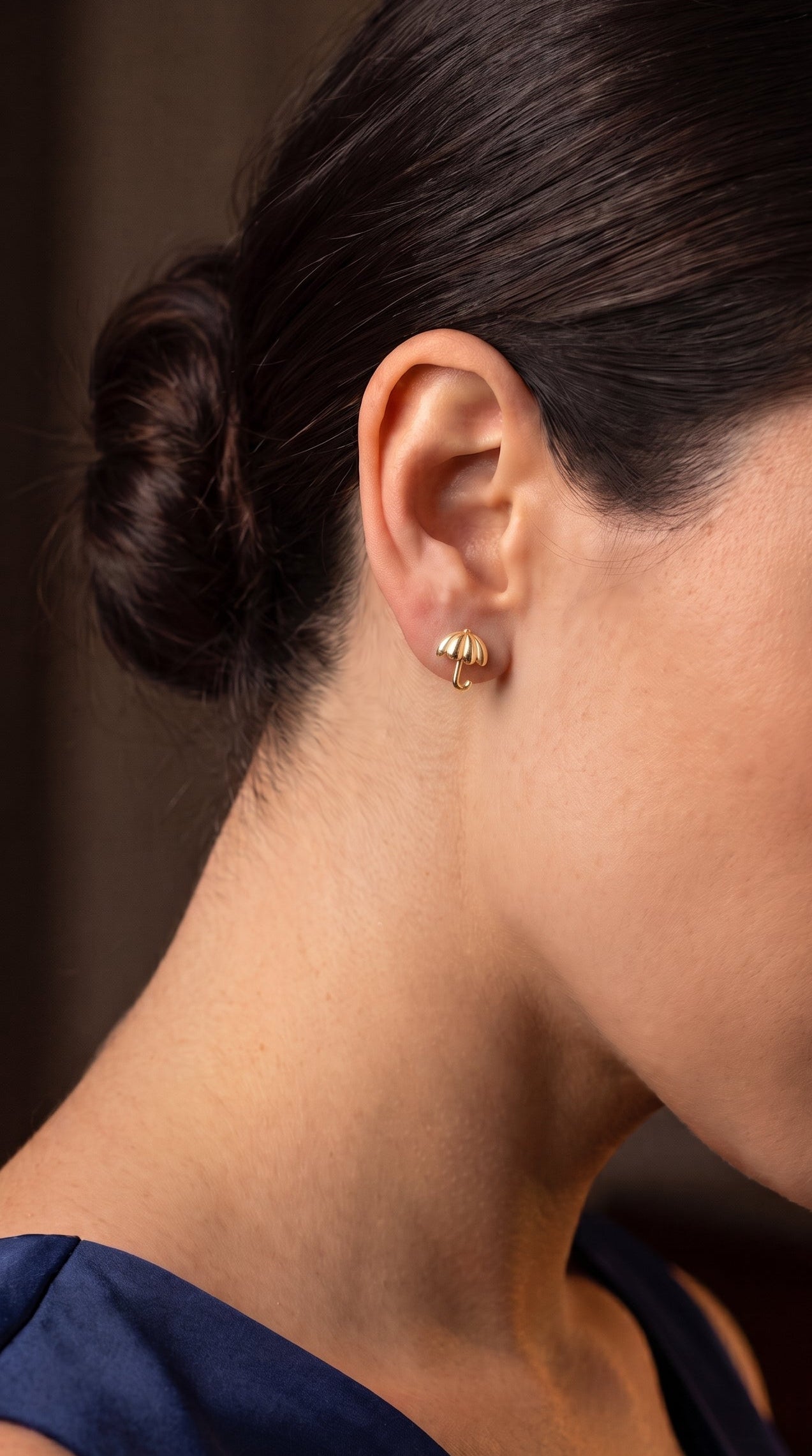 18K Yellow Gold Umbrella Stud Earring