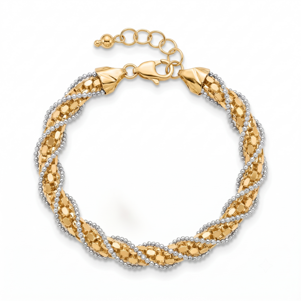 18K Two Tone Gold Twisted Bracelet
