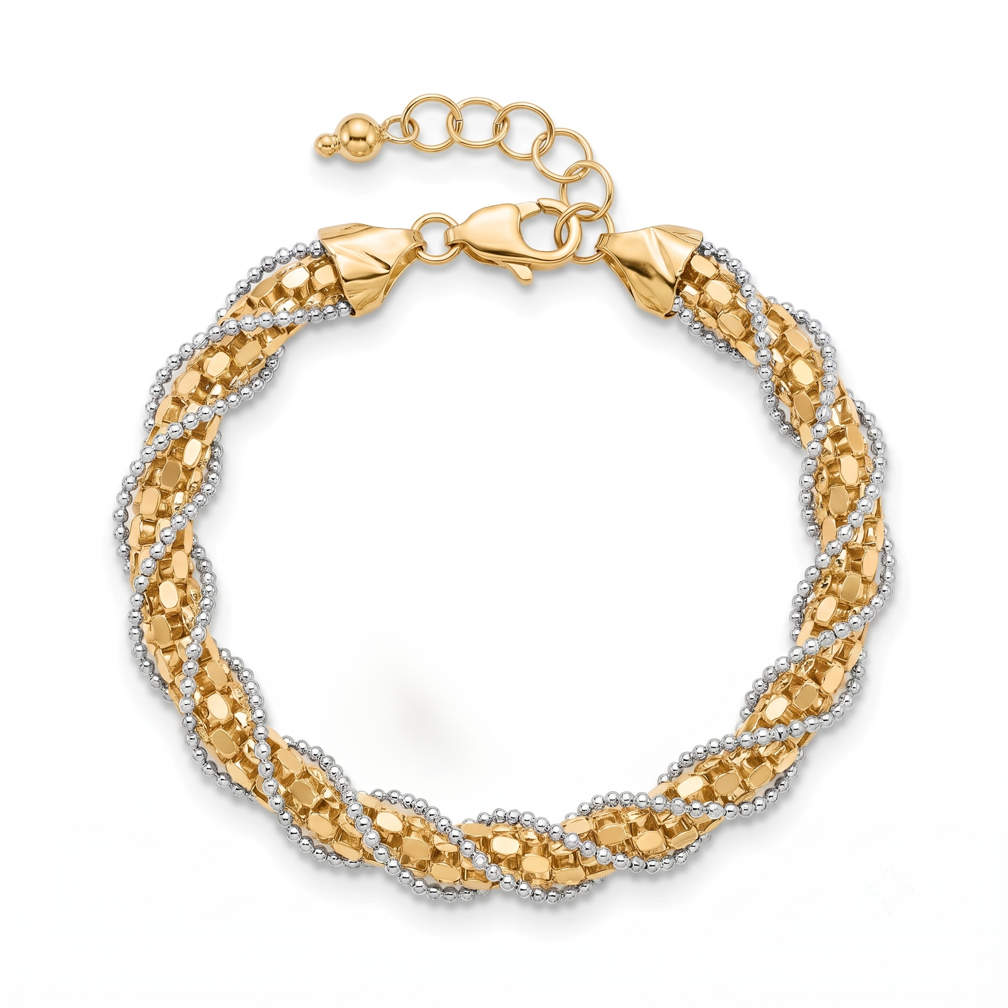 18K Two Tone Gold Twisted Bracelet