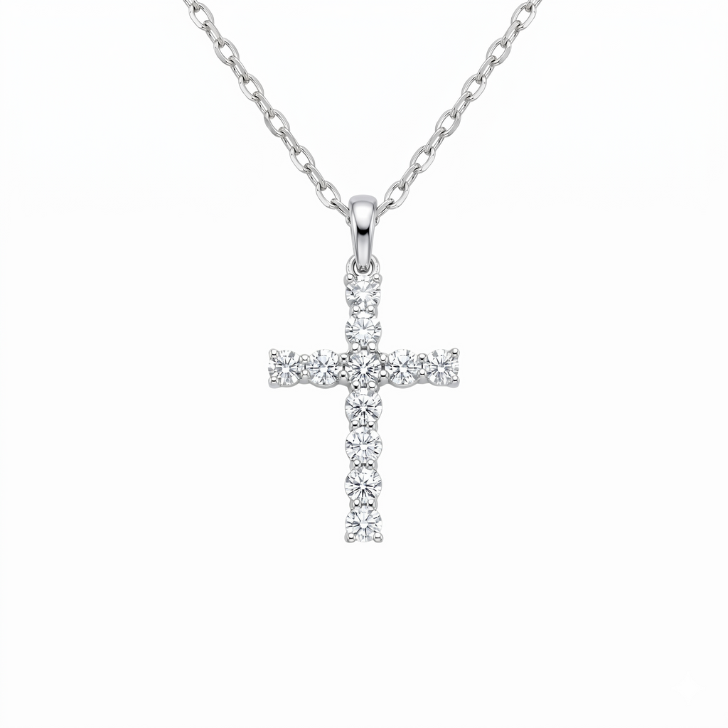 Diamond White Gold Cross Necklace