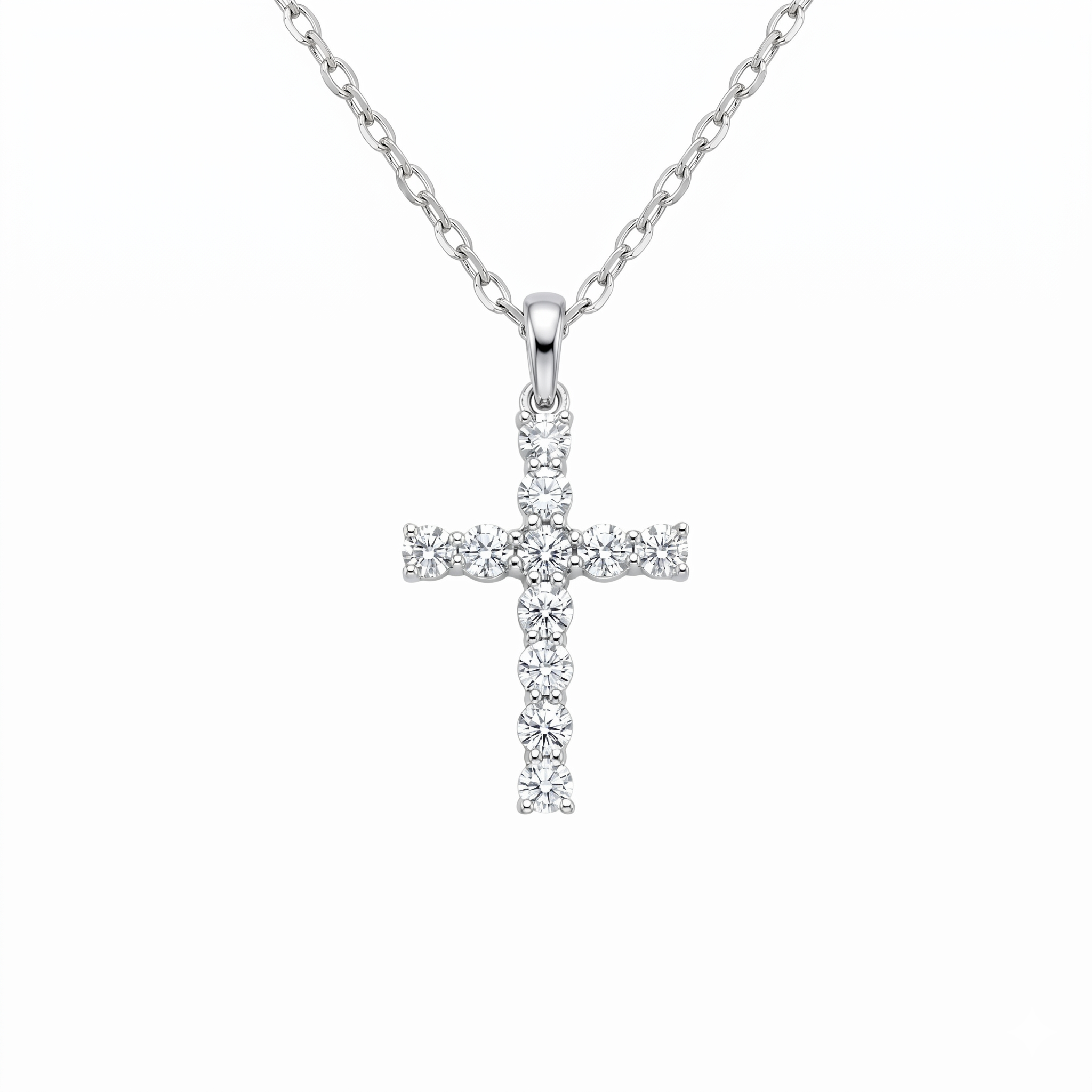 Diamond White Gold Cross Necklace