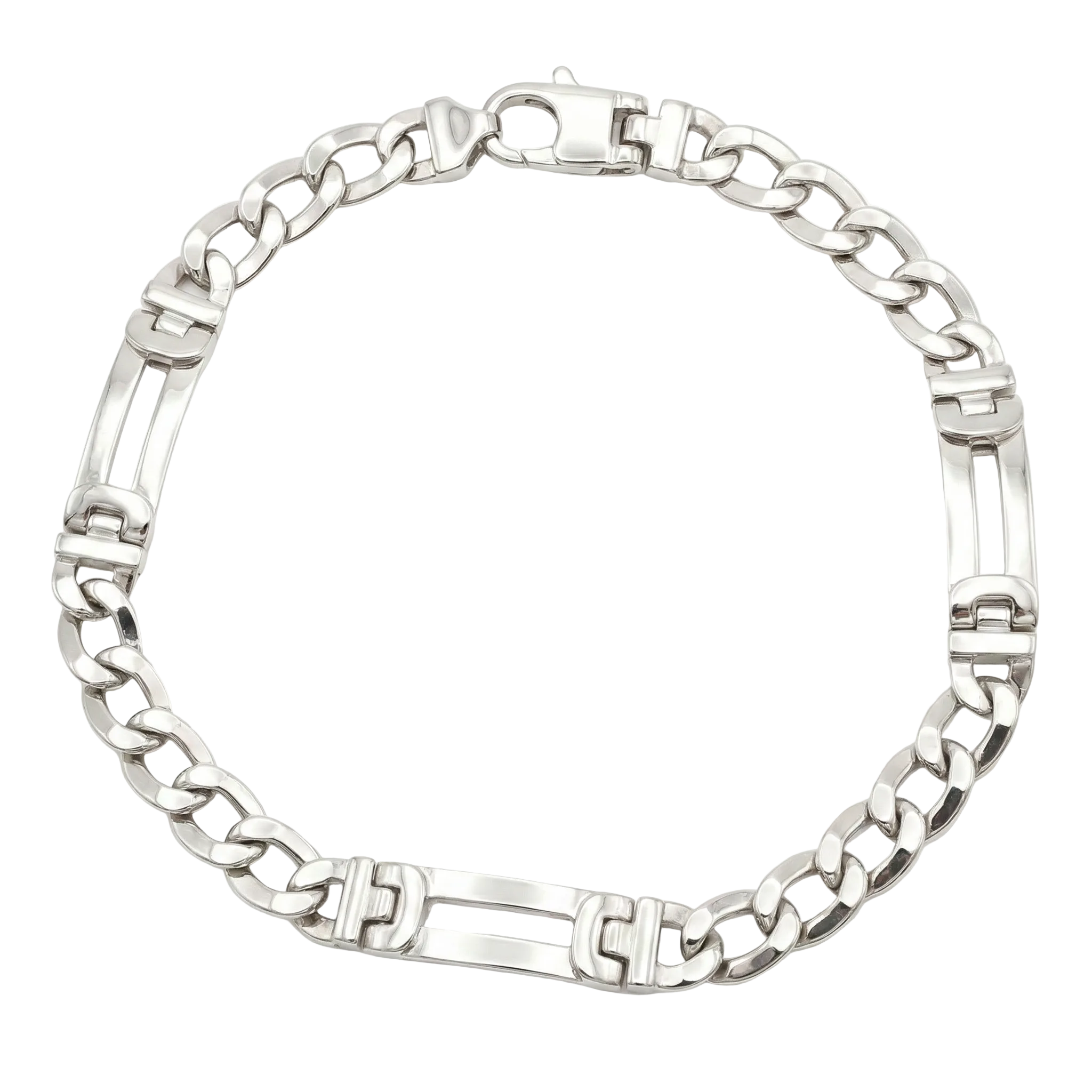 Men 18K White Gold Chain Bracelet