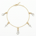 18K Two Tone Gold Cross & St. Mary Motif Bracelet