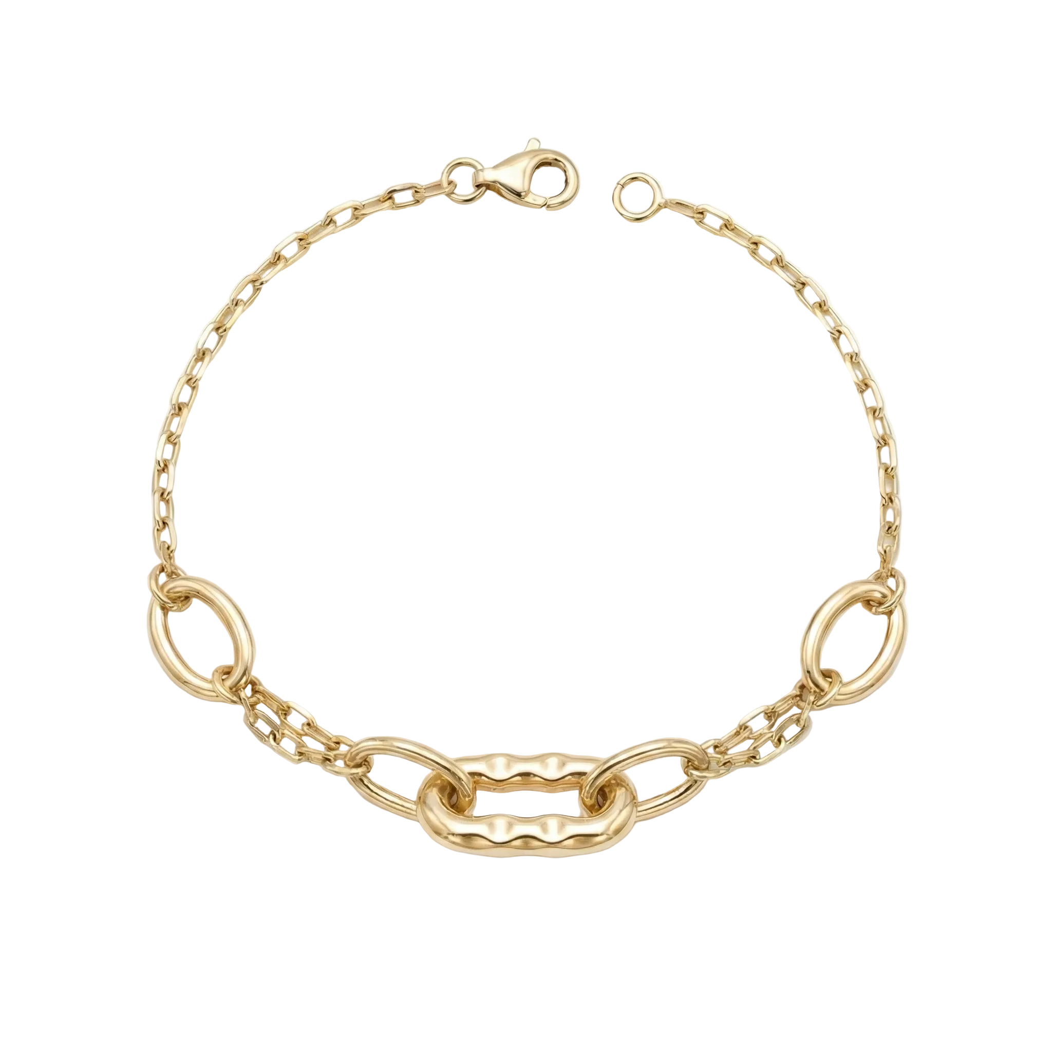 18K Yellow Gold Paperclip Chain Bracelet